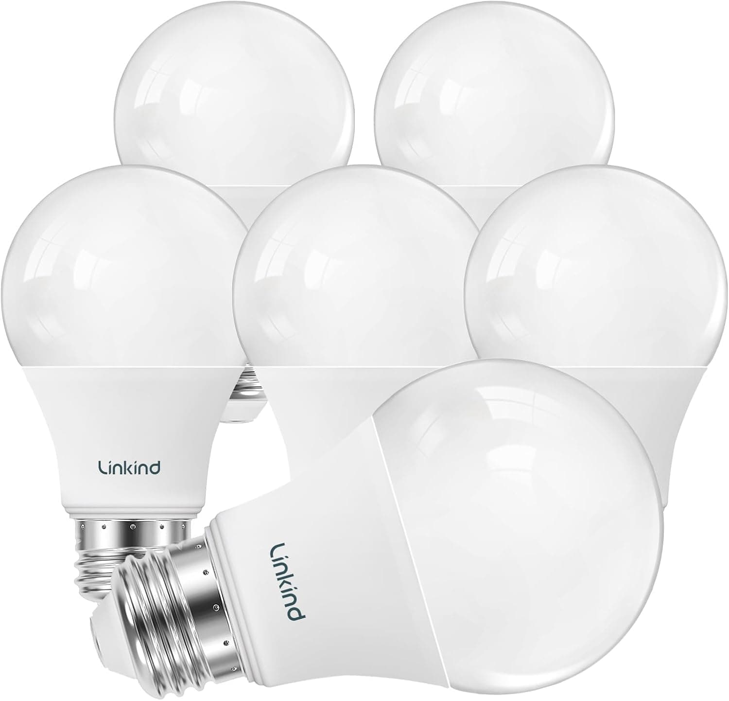 Linkind Bombillas LED A19 regulables, equivalente a 60 W, eficiencia energética 9 W, 2700 K, 800 lúmenes, base estándar E26, iluminación para dormitorio, sala de estar, oficina en casa, 6 paquetes