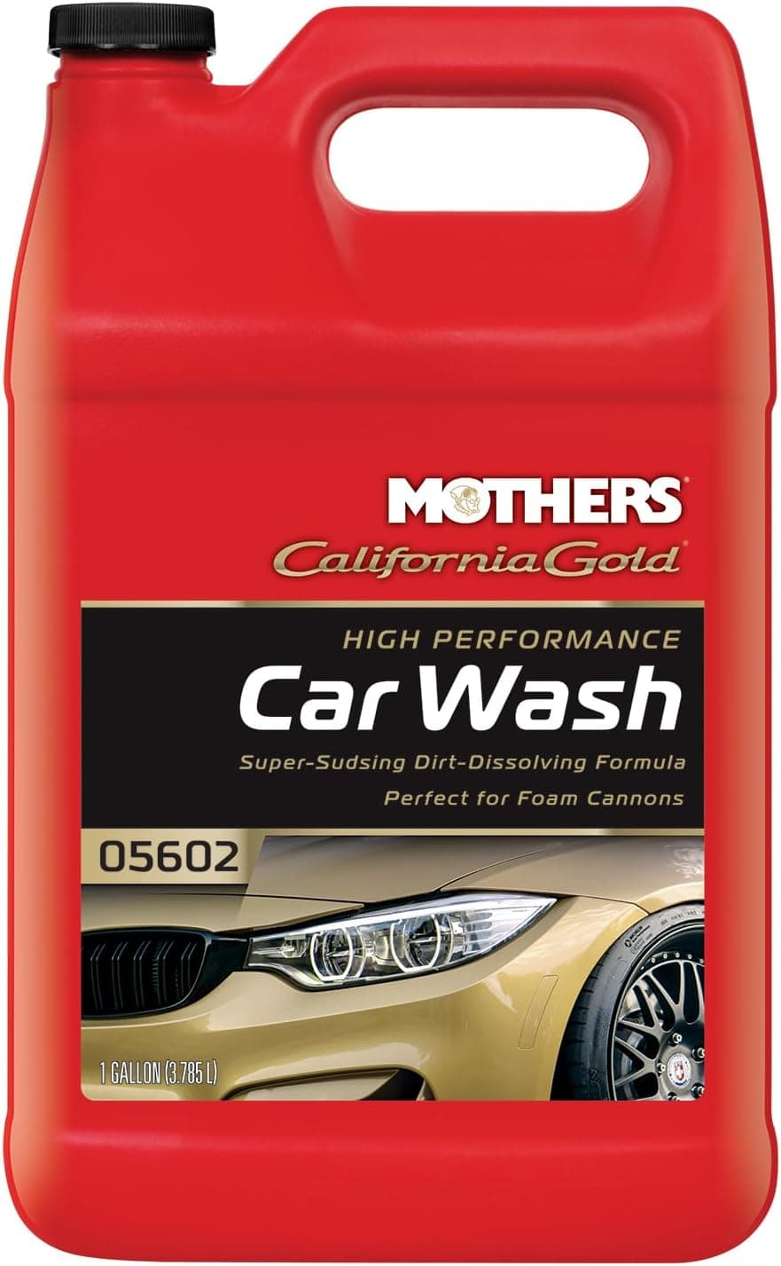 Lavado de autos de alto rendimiento Mothers California Gold, 1 galón (05602) | Cañón de espuma con pH equilibrado, ecológico, súper jabonoso, limpia sin quitar cera, sellador o revestimiento, elimina la suciedad y la mugre