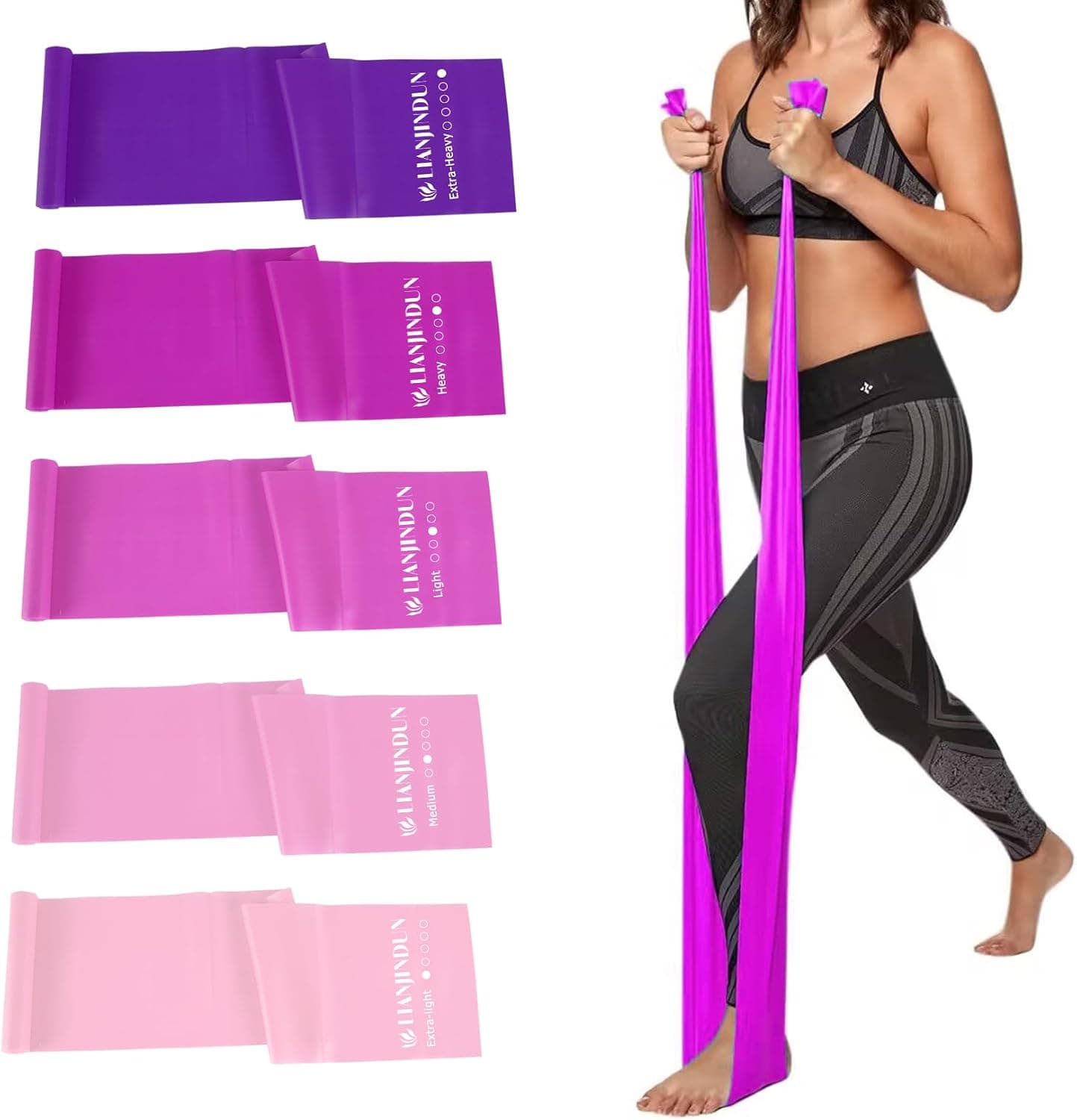Bandas de resistencia para hacer ejercicio, fisioterapia, ejercicio, pilates, yoga | Bandas elásticas sin látex para mujeres o hombres, juego de bandas elásticas para ejercicios para estiramiento, fitness, rehabilitación, entrenamiento, gimnasio y hogar