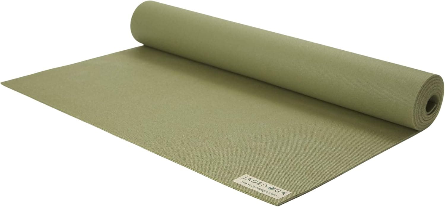 JadeYoga Harmony Estera de yoga – Estera de yoga duradera y gruesa, estera de yoga de caucho natural antideslizante – Estera de ejercicio y estiramiento en el hogar, estera de entrenamiento – Yoga, pilates y meditación para mujeres y hombres