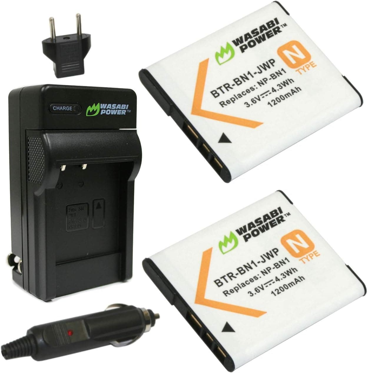 Wasabi Power Batería (paquete de 2) y cargador para Sony NP-BN1 y Sony Cyber-shot DSC-QX10, DSC-QX100, DSC-T99, DSC-T110, DSC-TF1, DSC-TX5, DSC-TX7, DSC-TX9, DSC-TX10, DSC-TX20, DSC-TX30, DSC-TX55, DSC-TX66, DSC-TX100V, DSC-TX200V, DSC-W310, DSC-W320, DSC-W330, DSC-W350, DSC-W360, DSC-W380, DSC-W390, DSC-W510, DSC-W515PS, DSC-W520, DSC-W530, DSC-W550, DSC-W560, DSC-W570, DSC-W580, DSC-W610, DSC-W620, DSC-W650, DSC-W690, DSC-W710, DSC-W730, DSC-W810, DSC-W830, DSC-WX5, DSC-WX7, DSC-WX9, DSC-WX30, DSC-WX50, DSC-WX70, DSC-WX80, DSC-WX150