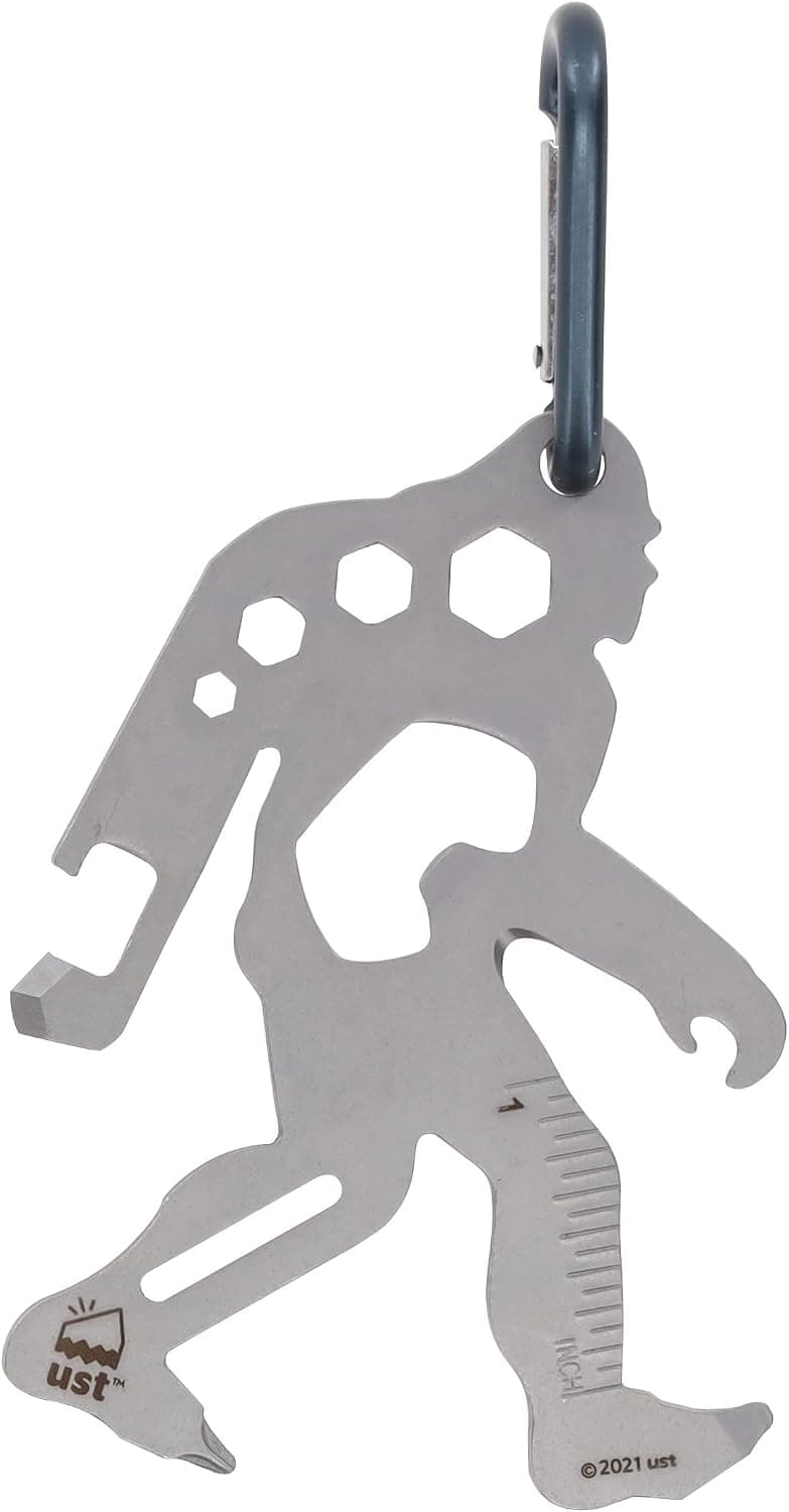 Mosquetones multiherramienta UST Tool-a-Long con construcción duradera y compacta de acero inoxidable para senderismo, kayak, camping, viajes y supervivencia al aire libre