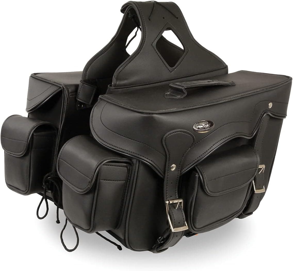 Milwaukee Leather SH66602 Alforjas de motocicleta con doble bolsillo y cremallera de PVC - Talla única