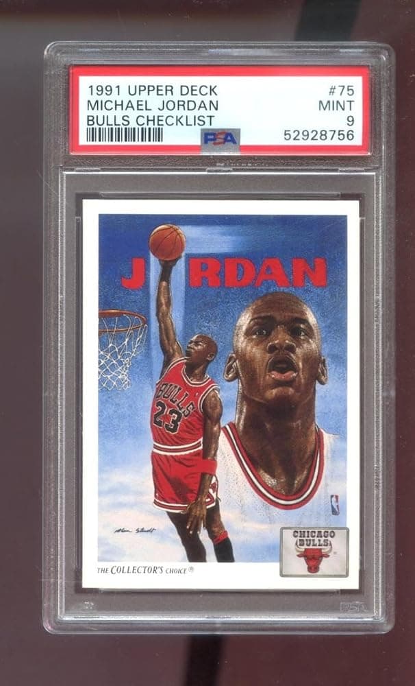 1991-92 Upper Deck #75 Michael Jordan PSA 9 Tarjeta de baloncesto calificada NBA Chicago Bulls Lista de verificación 1991 1992 91 92 MINT