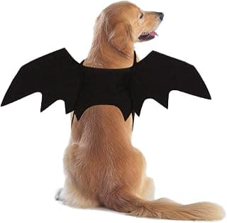 Disfraz de murciélago para perro Rypet, alas de murciélago para perros, disfraz de fiesta de Halloween para mascotas y gatos M | Alas de murciélago de fieltro de 5 mm, velcro ajustable en el pecho y el cuello, ajuste mediano para perros y gatos, se queda en la espalda para paseos, fotos de fiestas de Halloween