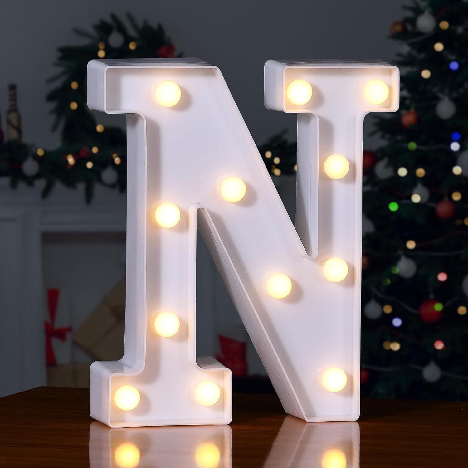 Foaky LED Letras Luces Letrero Carpa Iluminar Letras Letrero para Luz Nocturna Boda/Fiesta de Cumpleaños Lámpara de Navidad con Pilas Decoración de Bar en el Hogar (N)