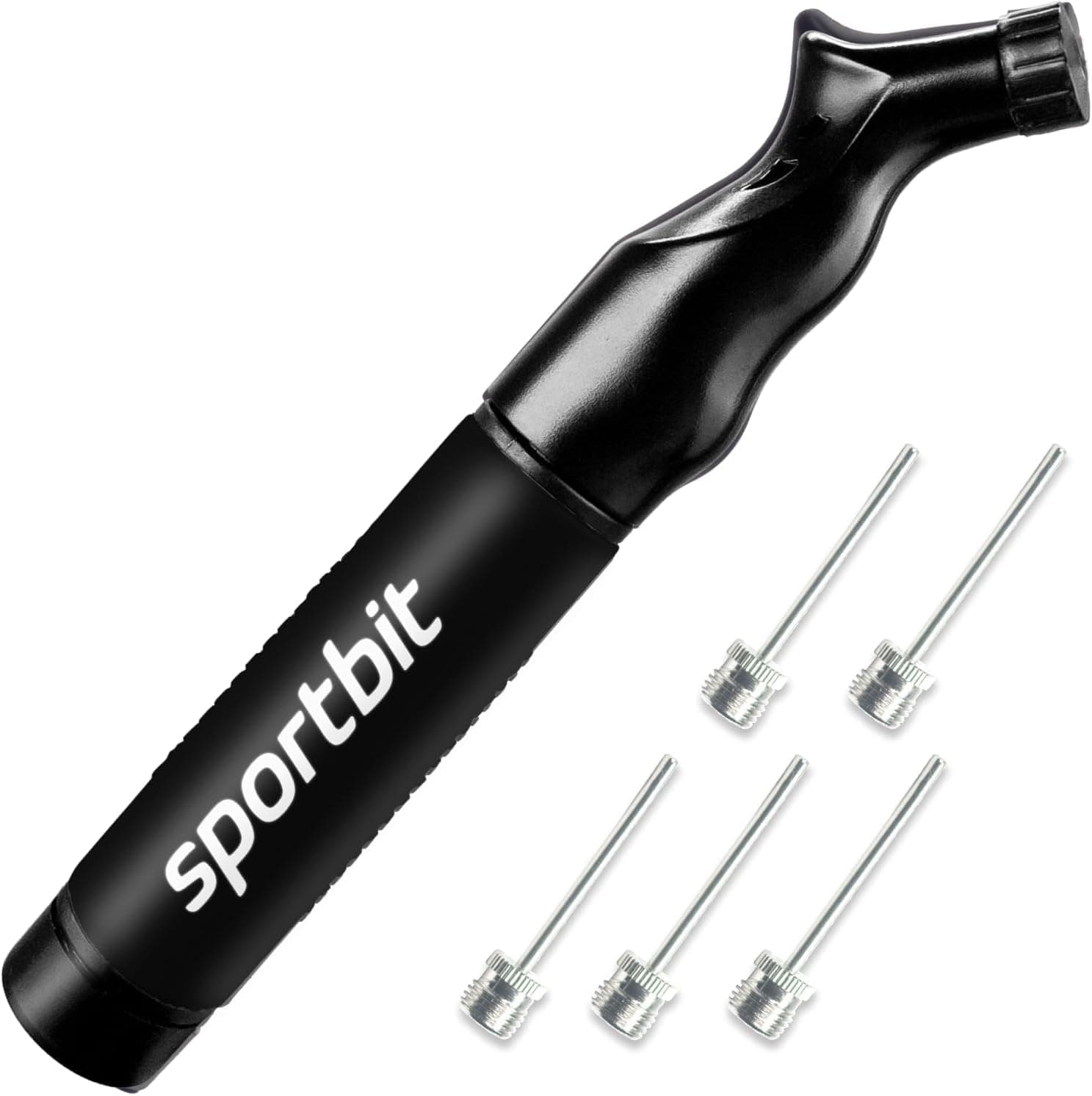 SPORTBIT Bomba de pelota para pelotas deportivas - Sistema de inflado Push & Pull | Bomba manual para pelotas de ejercicio, bomba de voleibol, inflador de baloncesto, bomba de aire para pelotas, incluye juego de 5 agujas