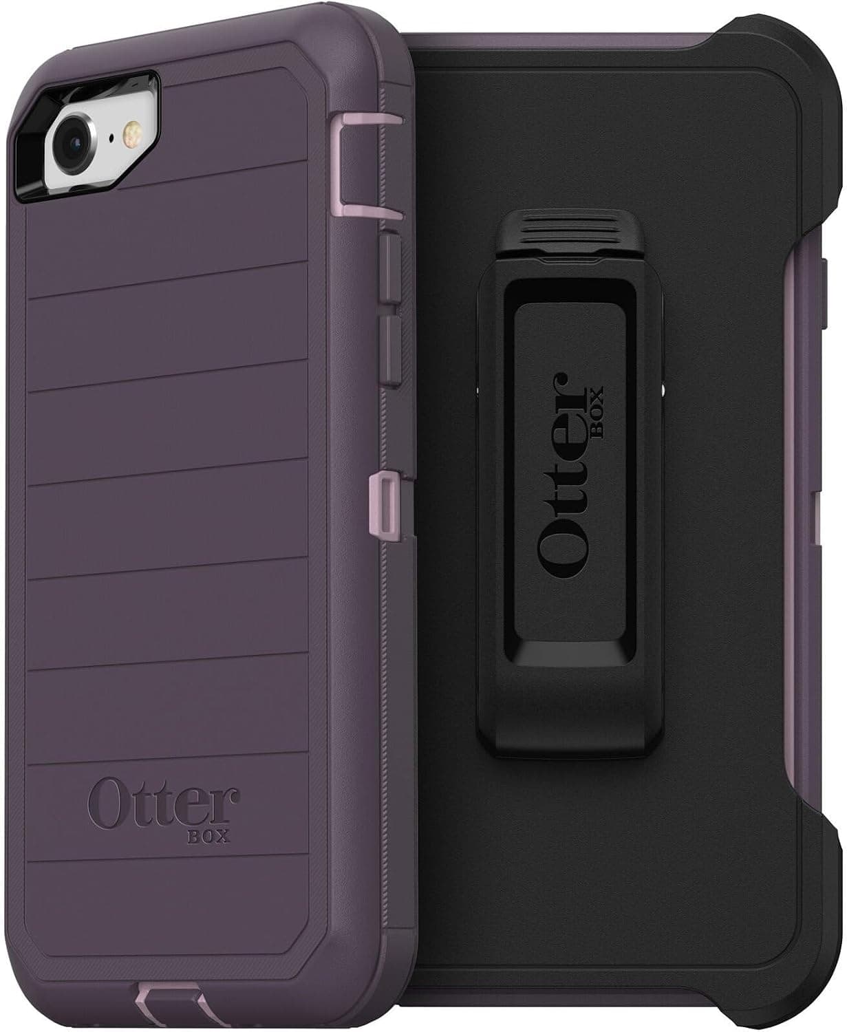 Funda OtterBox Defender Series para iPhone SE de 3.ª/2.ª generación, iPhone 8 y iPhone 7 (no compatible con modelos de tamaño Plus): PURPLE NEBULA, resistente y duradera, con protección de puerto, incluye soporte con clip para funda