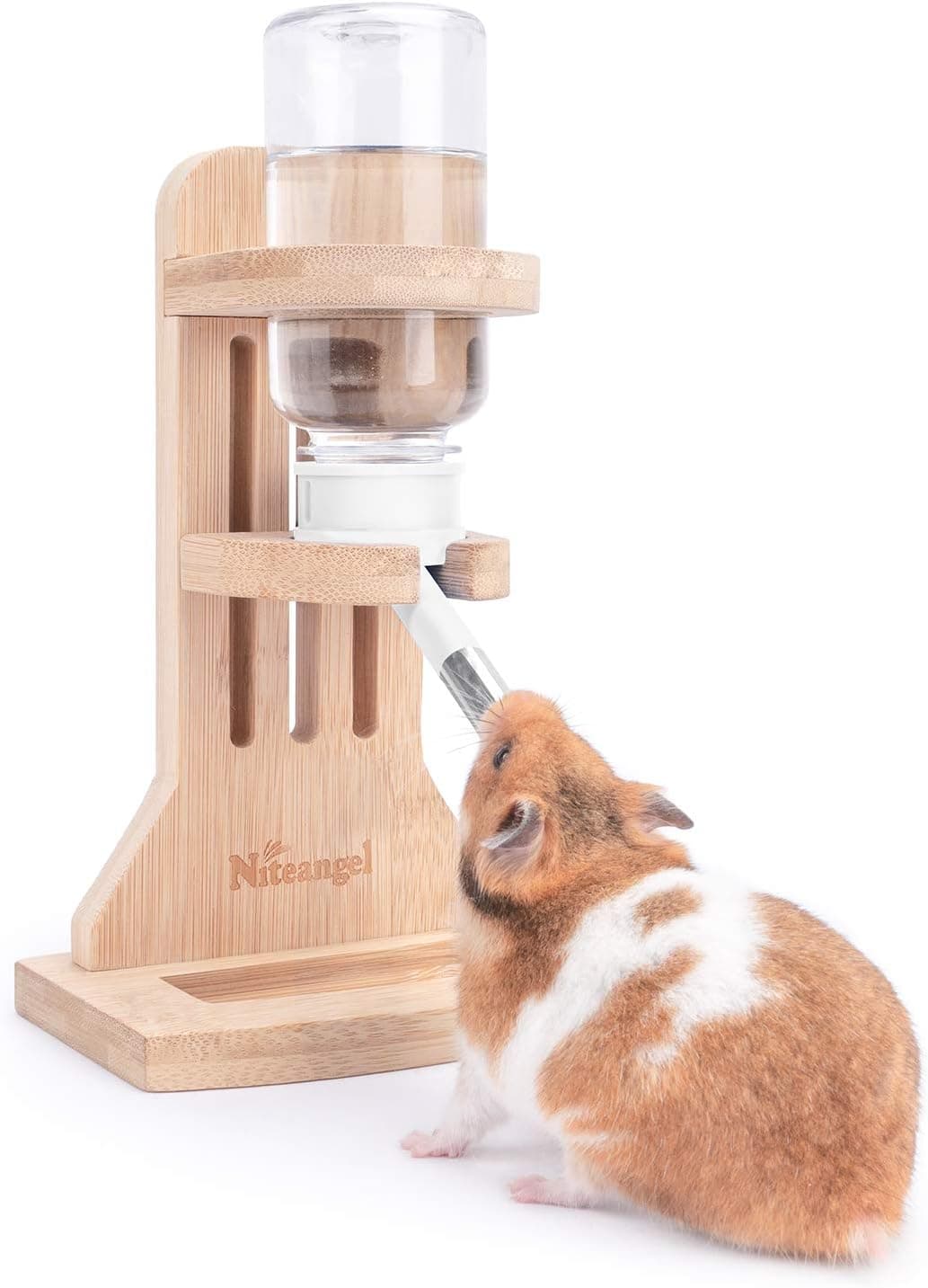 Niteangel Botella de agua con soporte para hámsteres enanos sirios, jerbos, ratones, ratas, degus, roedores pequeños para mascotas (blanco)