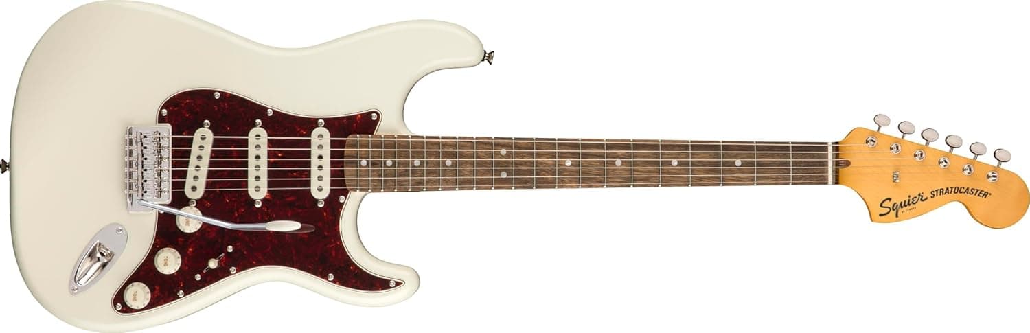Guitarra eléctrica Squier Classic Vibe 70s Stratocaster, blanco olímpico | Guitarra eléctrica para principiantes, Stratocaster estilo años 70, diapasón de Laurel, garantía de 2 años, pastillas diseñadas por Fender