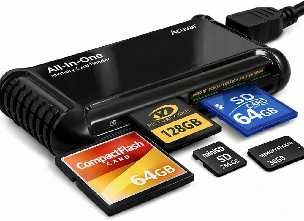 Acuvar XD Picture Card Reader/Writer – All-in-One USB Memory Card Reader for Olympus & Fujifilm XD, SD/SDHC, Micro SD, CF & Memory Stick Cards