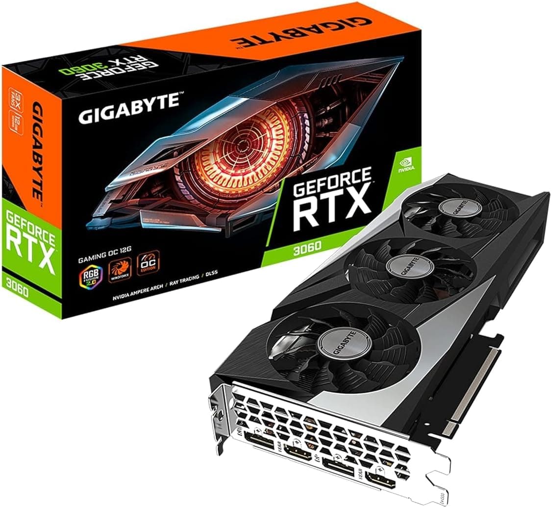 Tarjeta gráfica GIGABYTE GeForce RTX 3060 Gaming OC 12G (REV2.0), 3 ventiladores WINDFORCE, 12 GB GDDR6 de 192 bits, tarjeta de vídeo GV-N3060