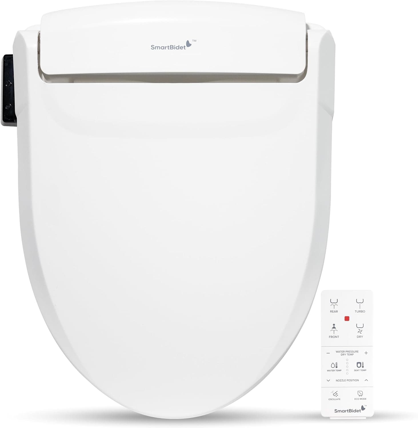 SmartBidet® SB-1000WE Asiento de inodoro eléctrico Smart Bidet™ con asiento calefactado, secador de aire caliente, lavado con control de temperatura y control remoto, asiento alargado