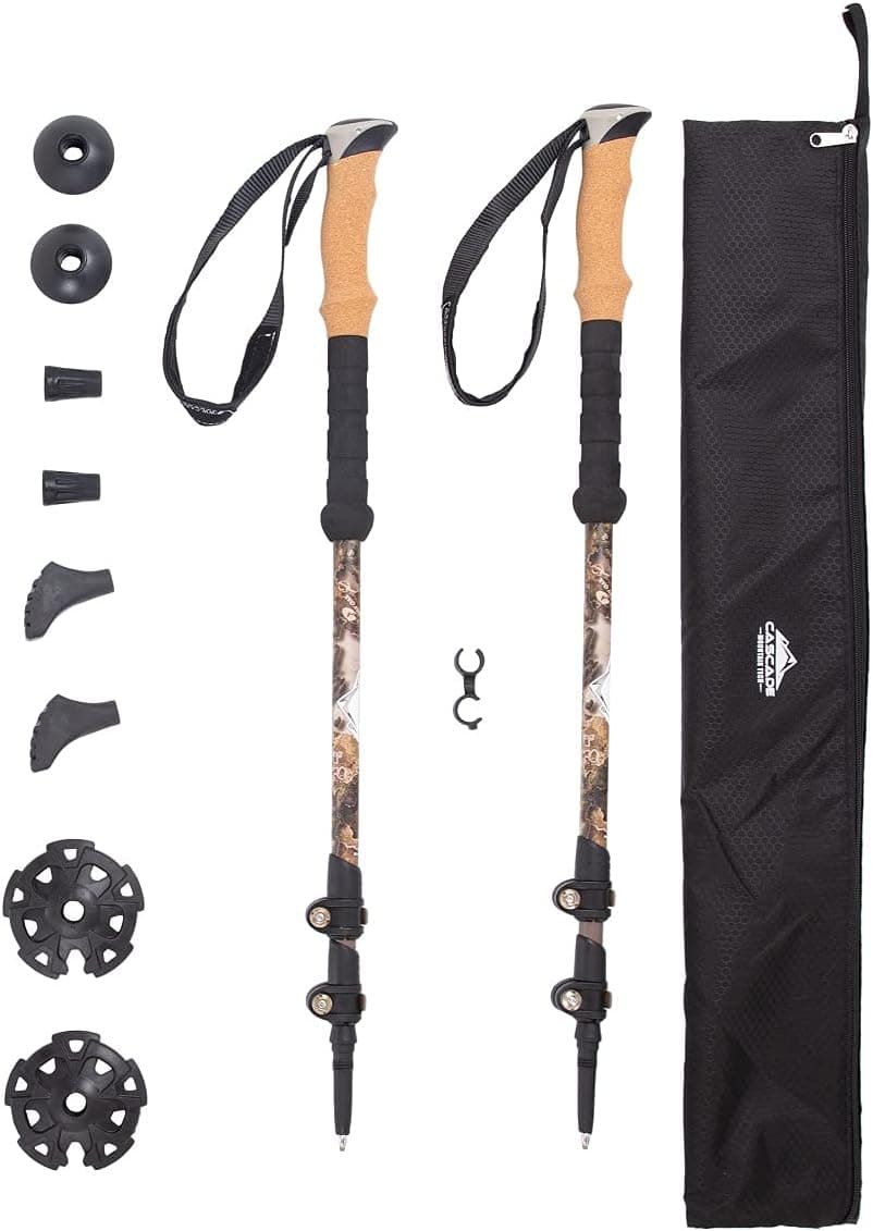 Bastones de trekking Cascade Mountain Tech: bastones de fibra de carbono para caminar o caminar con cierres ajustables rápidos