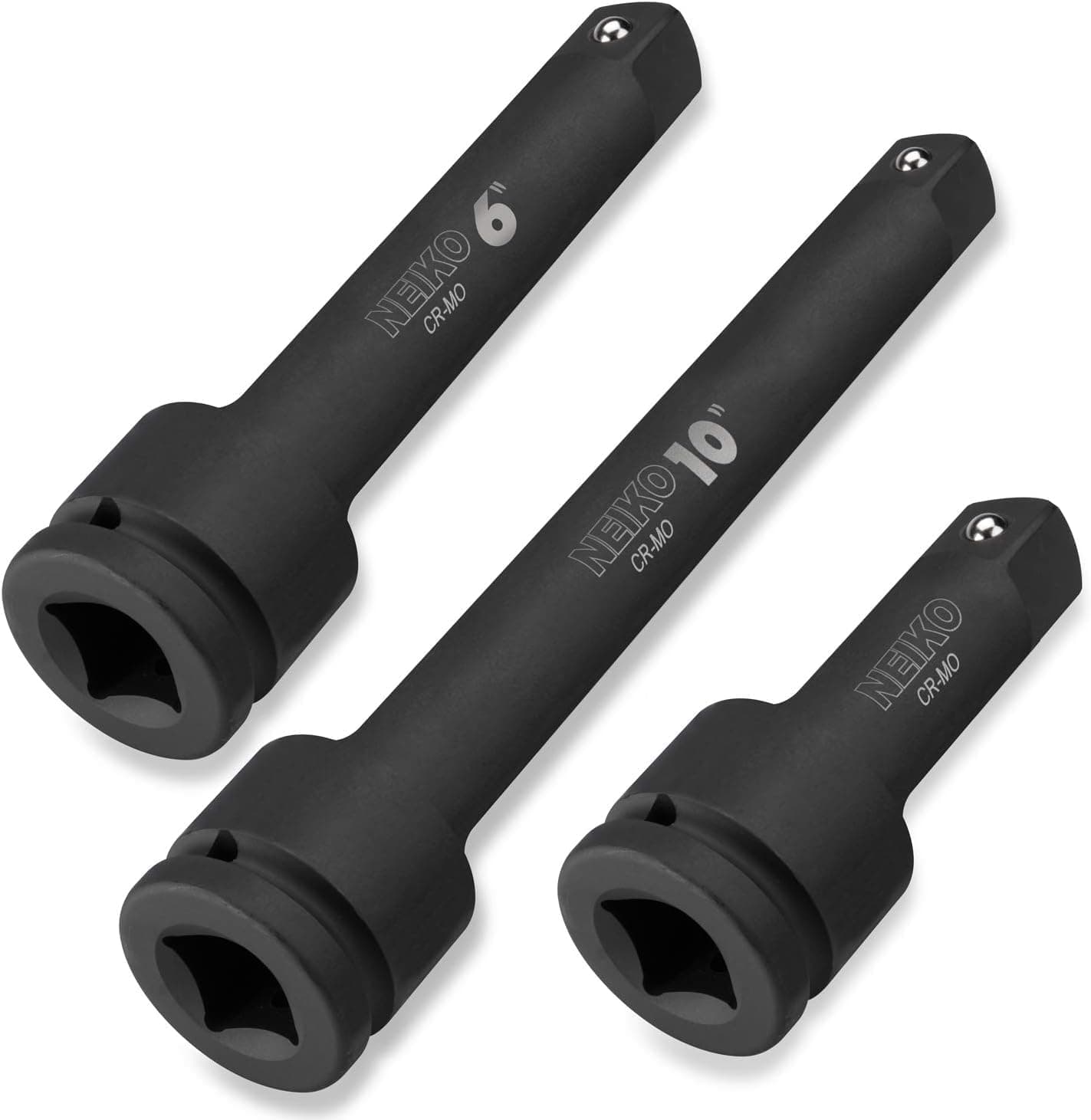 Juego de barras de extensión de impacto NEIKO 00236A de 3/4 pulgadas, hecho con acero CrV, tamaños de 4, 6 y 10 pulgadas, juego de 3 piezas