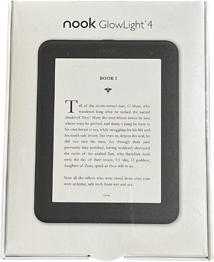 Lector electrónico Nook Glowlight 4 de Barnes & Noble | Pantalla táctil de 6" | 32GB | Negro | BNRV1100