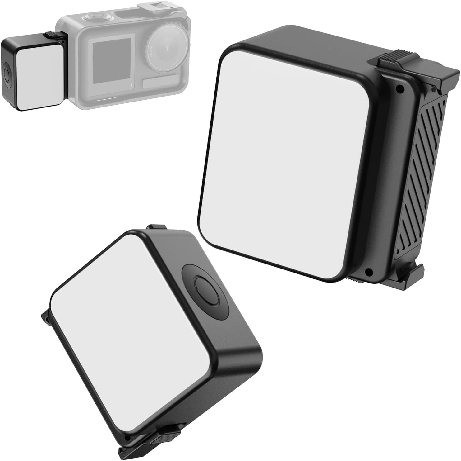 ULANZI LM18 Paquete de 2 Vlogging Light Mini LED Cámara de acción Luz de video Iluminación de relleno de fotografía magnética para DJI Osmo Action 3/4 Accesorios de jaula de cámara, Xtra, Ulanzi PK-06 Adaptador de expansión de bolsillo 3/4