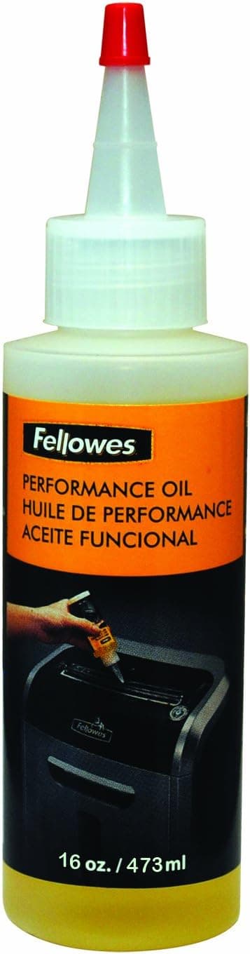 Aceite triturador de rendimiento Powershred de Fellowes, botella de boquilla extendida de 16 onzas