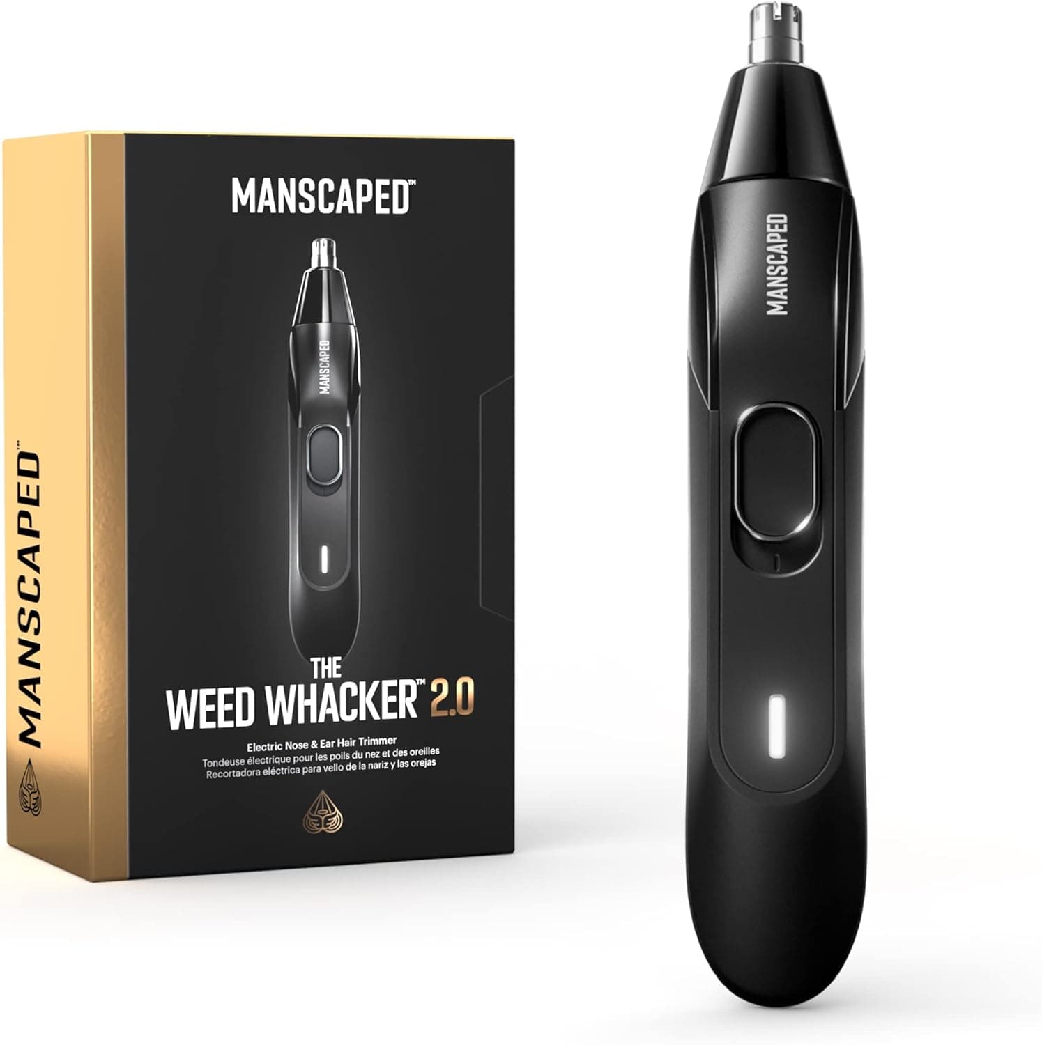 MANSCAPED® The Weed Whacker® 2.0 Recortador eléctrico de nariz y oreja – Herramienta de precisión de 7.000 RPM con batería recargable, húmeda/seca, fácil de limpiar, cuchilla reemplazable de acero inoxidable mejorada