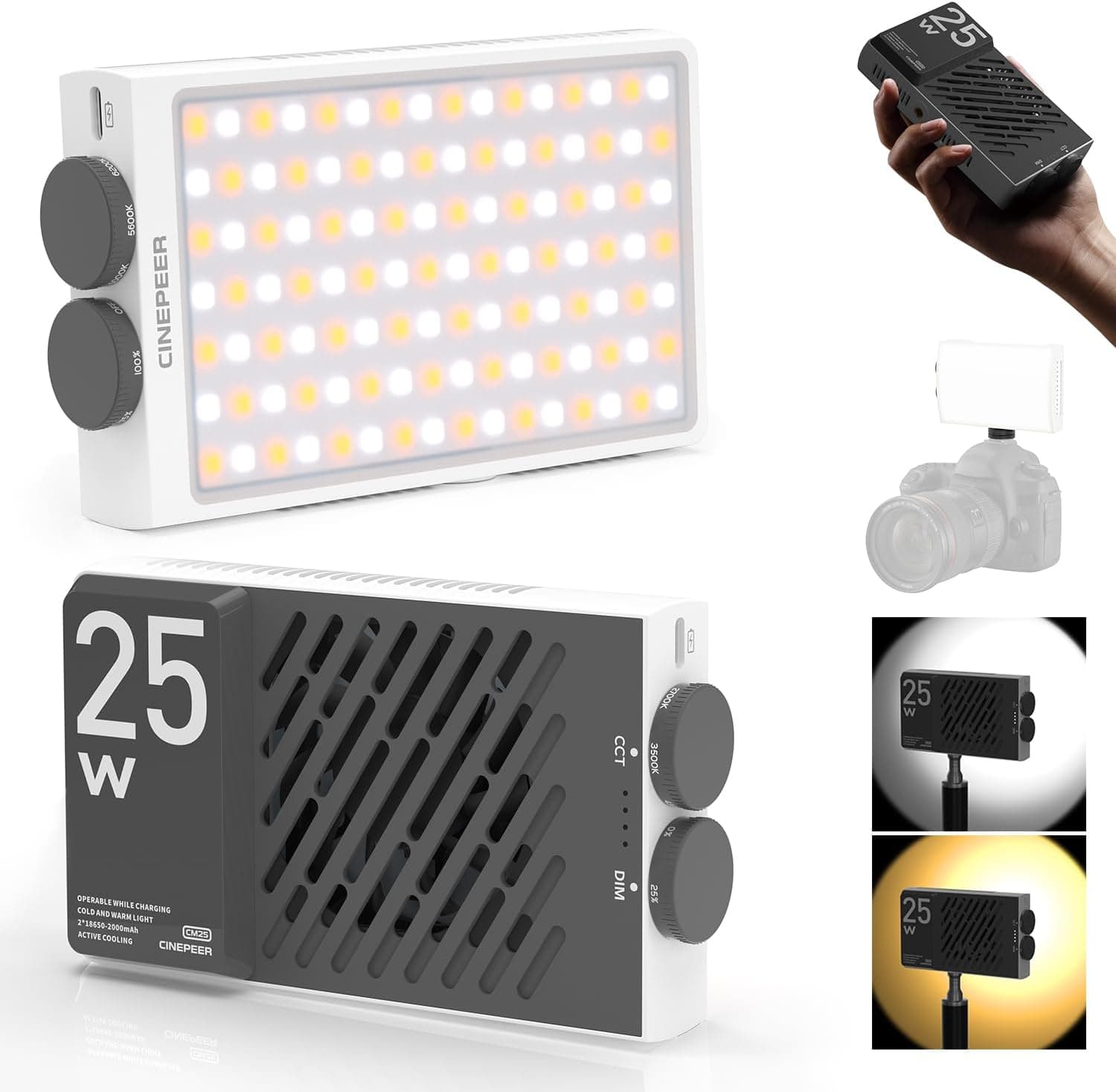 ZHIYUN CINEPEER CM25 25W LED Luz de vídeo Mini luz portátil de bolsillo