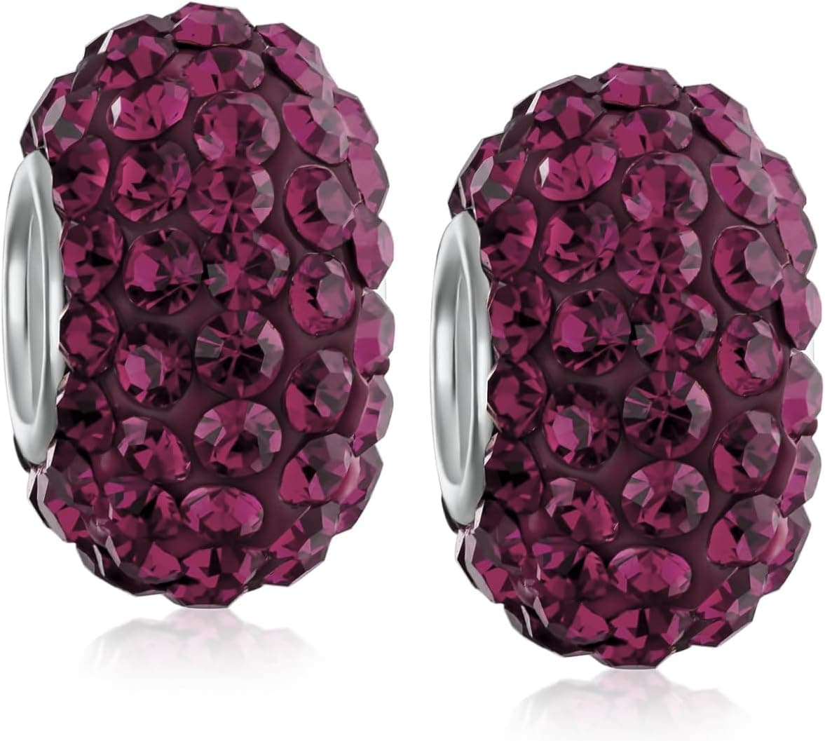 Bling Jewelry .925 Sterling Silver Solid Color Pave Crystal Spacer Bead Charm For Women Teen for Bracelet