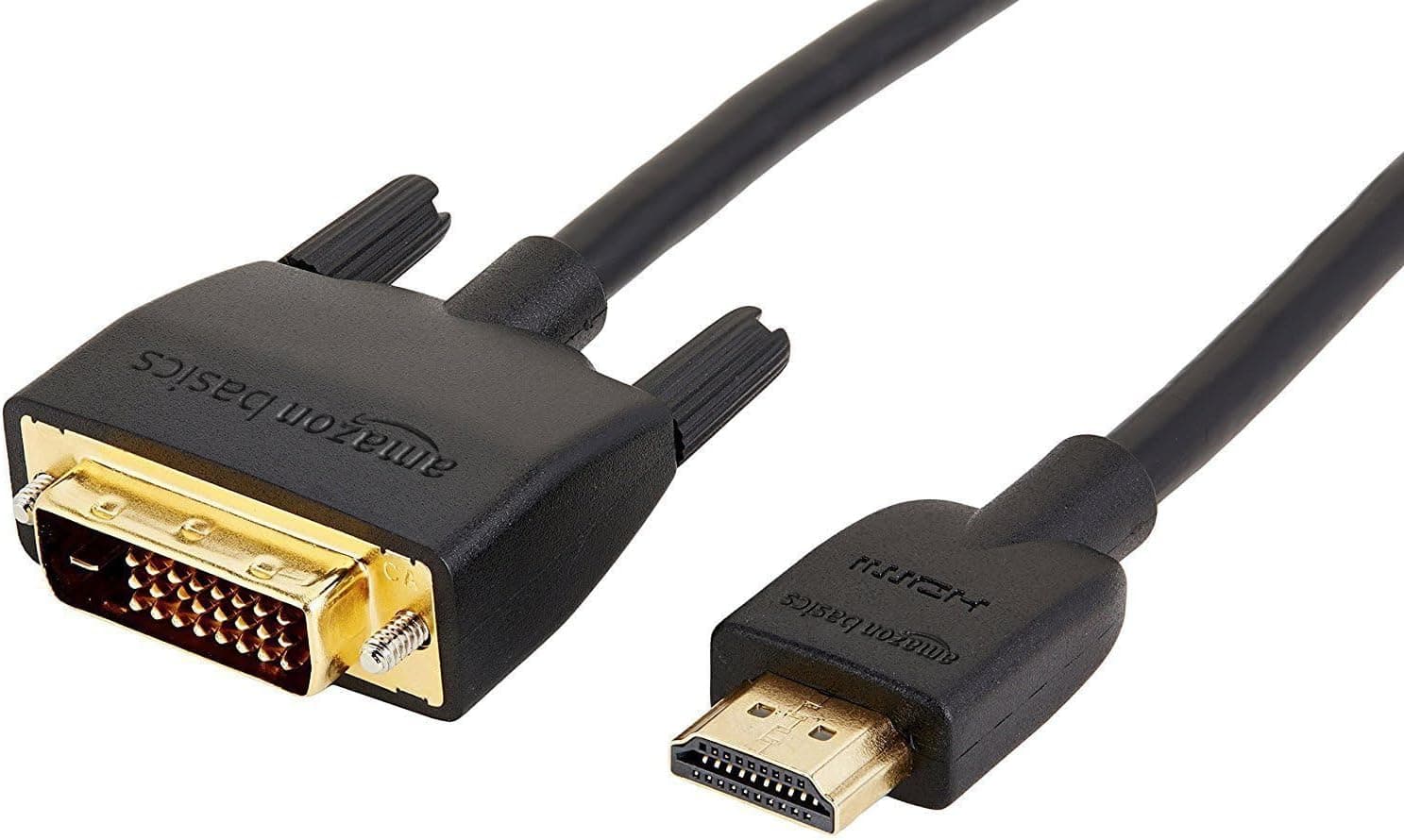 Amazon Basics Cable adaptador HDMI a DVI, bidireccional 1080P, conectores chapados en oro, 3 pies/0,9 m, negro