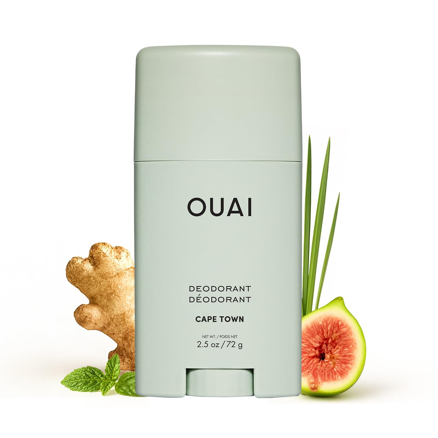 OUAI Aluminum Free Deodorant - Women's Deodorant - Cape Town (2.5 oz) | 24-Hour Odor Control & Invisible Application - Enriched Notes of Wet Grass, Ginger, Basil & Green Fig