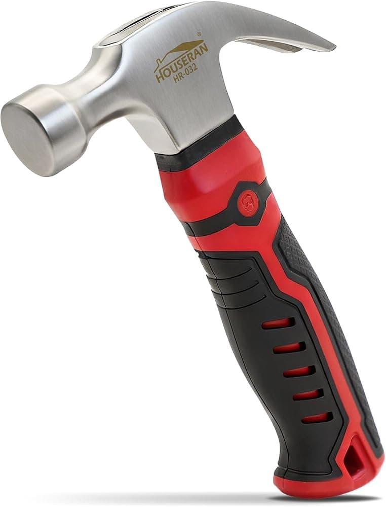 Martillos de garra pequeños de 8 oz Mini martillo de mango corto | Martillo de tachuela para colgar cuadros, herramienta para tapicería doméstica de mujeres, estacas para tienda de campaña, manualidades, martillo rojo rechoncho