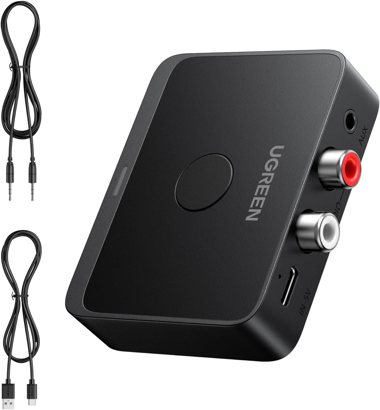 UGREEN Receptor Bluetooth 6.0 con LDAC, Adaptador de Audio inalámbrico de Alta resolución con Baja Latencia, para estéreo/Altavoces/Altavoces con Cable/Audio doméstico Sistema estéreo de transmisión de música