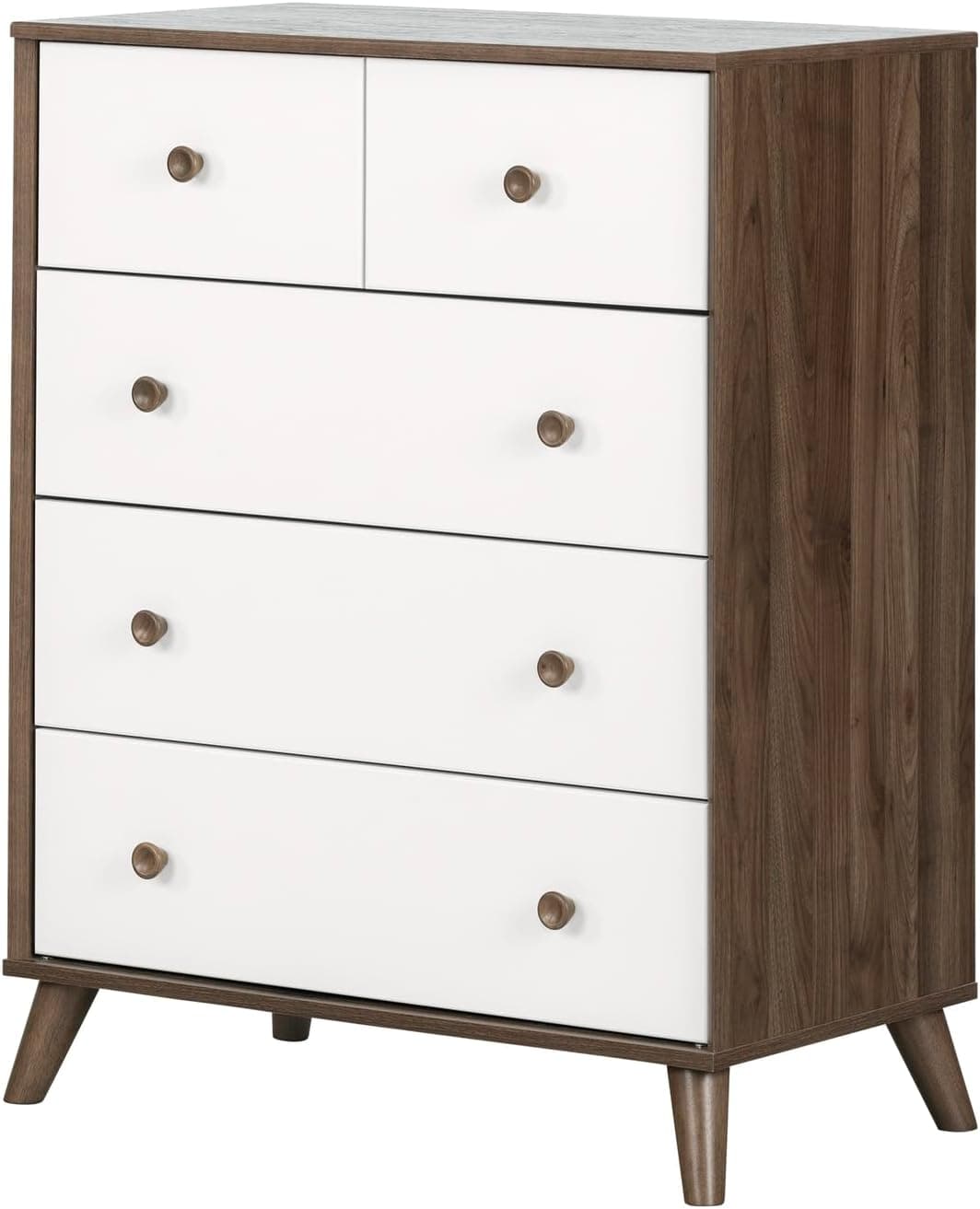 South Shore Yodi 5-Drawer Chest-Natural Walnut and Pure White