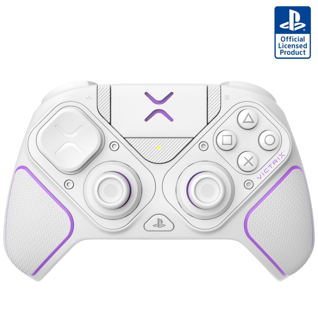 PDP Victrix Pro BFG Controlador de juegos inalámbrico para Playstation 5 / PS5, PS4, PC, Gamepad modular de deportes electrónicos, botones reasignables, disparadores/paletas/D-Pad/Fightpad personalizables, aplicación para PC, blanco