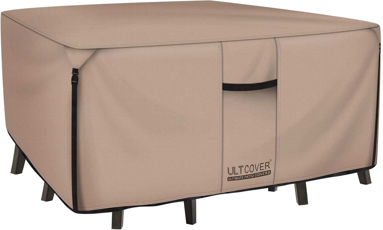 ULTCOVER Funda cuadrada para mesa de patio resistente – Lona resistente 600D impermeable para mesa de comedor y sillas de exterior, funda para muebles de uso general, tamaño 74 pulgadas