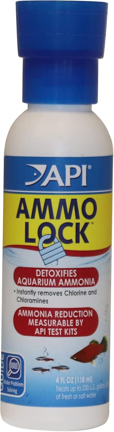 API AMMO-LOCK Desintoxicante de amoníaco para acuarios de agua dulce y salada, botella de 4 onzas, AMMO LOCK, 4 OZ | Para agua dulce y salada