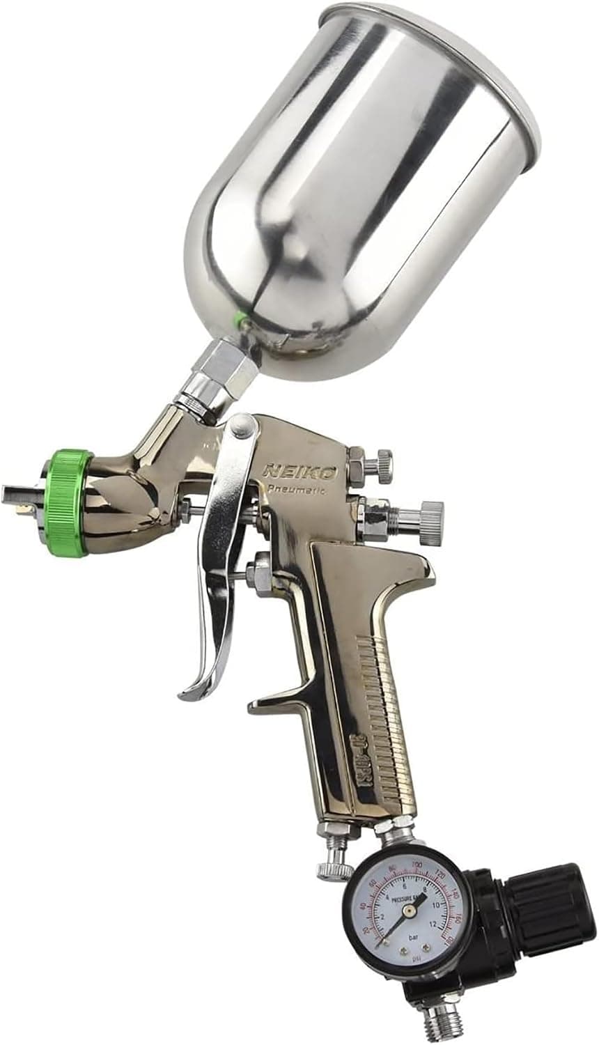 NEIKO 31214A Pistola de pintura por aire, HVLP con alimentación por gravedad, boquilla de 1,5 mm, capacidad de 600 cc, pulverizador de pintura para paredes, automoción, mejoras del hogar
