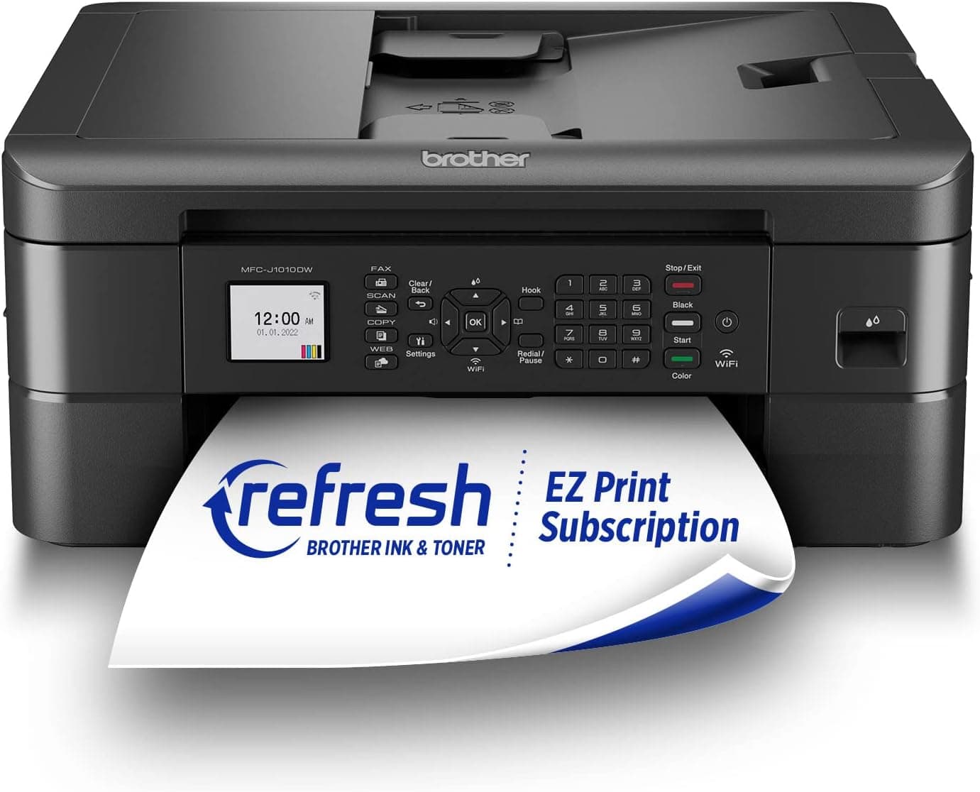 Brother MFC-J1010DW Impresora todo en uno inalámbrica de inyección de tinta a color, impresión dúplex, impresión móvil y en la nube, diseño compacto, pantalla a color de 1,8", funciona con Alexa | Impresión dúplex automática, integración en la nube