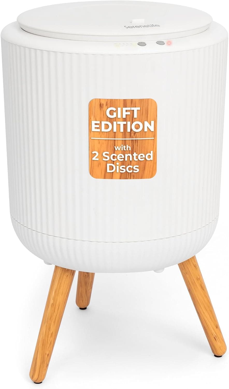 SereneLife Cubo calentador de toallas independiente – Calentador de toallas caliente de 18 pulgadas con patas para baño y spa, capacidad de 12 litros, temporizador incorporado, discos aromáticos e indicador LED, se adapta a una toalla o bata
