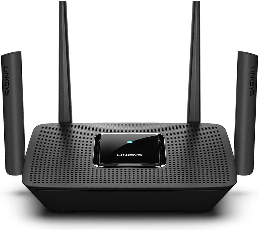 Enrutador Linksys Mesh Wifi 5, tribanda, 3000 pies cuadrados. Cobertura de pies, más de 25 dispositivos, admite WiFi para invitados, control para padres, 3,0 Gbps (AC3000) - MR9000.