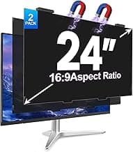 Paquete de 2 pantallas de privacidad magnéticas de 24 pulgadas para monitor de computadora, relación de aspecto 16:9, película protectora extraíble anti-azul/deslumbrante, filtro privado de seguridad de escritorio antiespía de 24 pulgadas