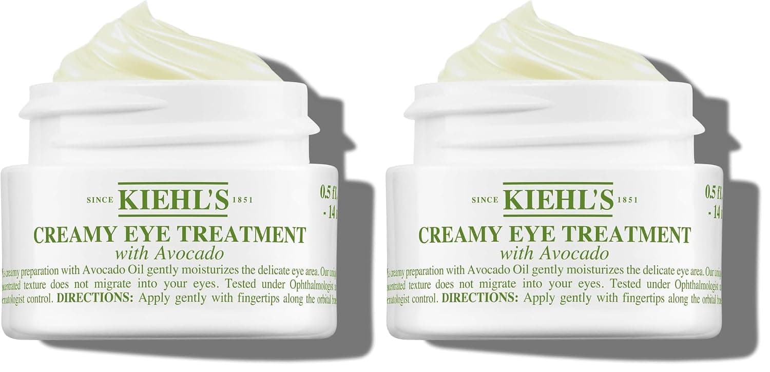 Tratamiento para ojos con aguacate de Kiehl's, crema para ojos nutritiva e hidratante, aceite de aguacate y cafeína para energizar y tonificar la piel, ojos cansados, fórmula 99 % de origen natural | Crema debajo de los ojos con aceite de aguacate y cafeína - Corrector y abrillantador diario debajo de los ojos