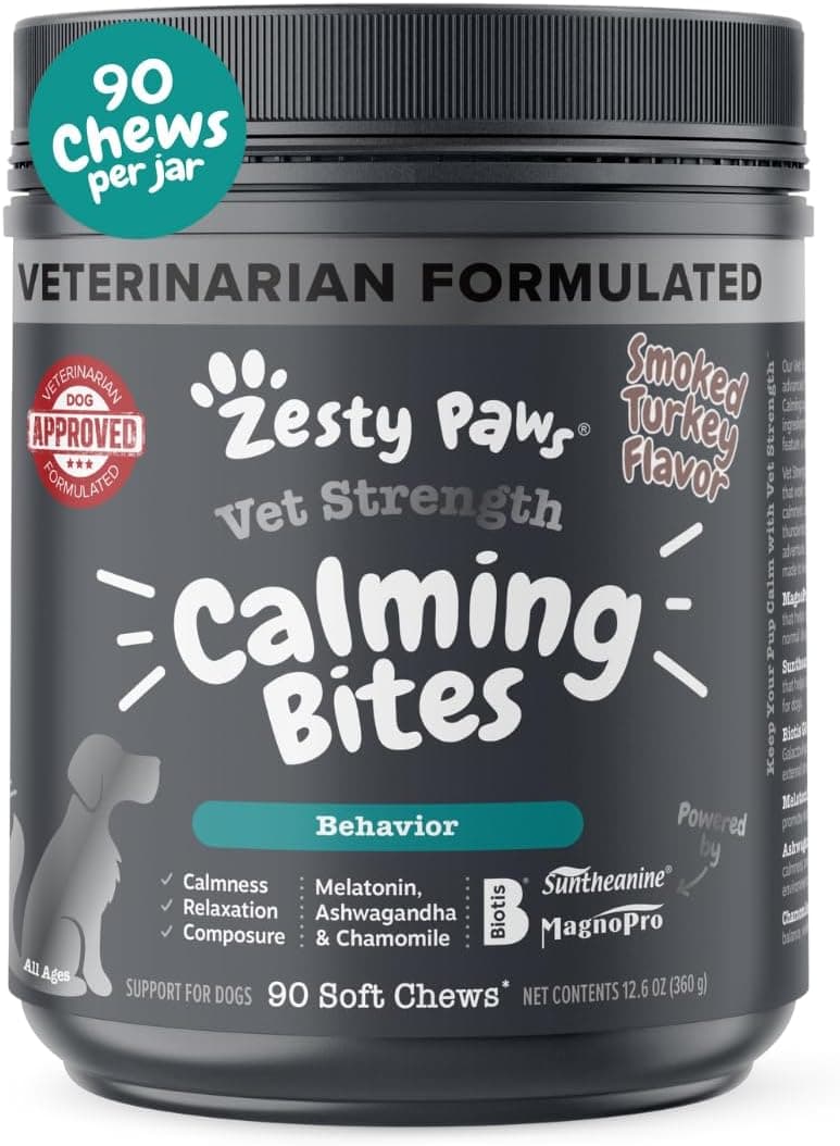 Zesty Paws Vet Strength Calming Chews for Dogs - Dog Calming, 90 Ct