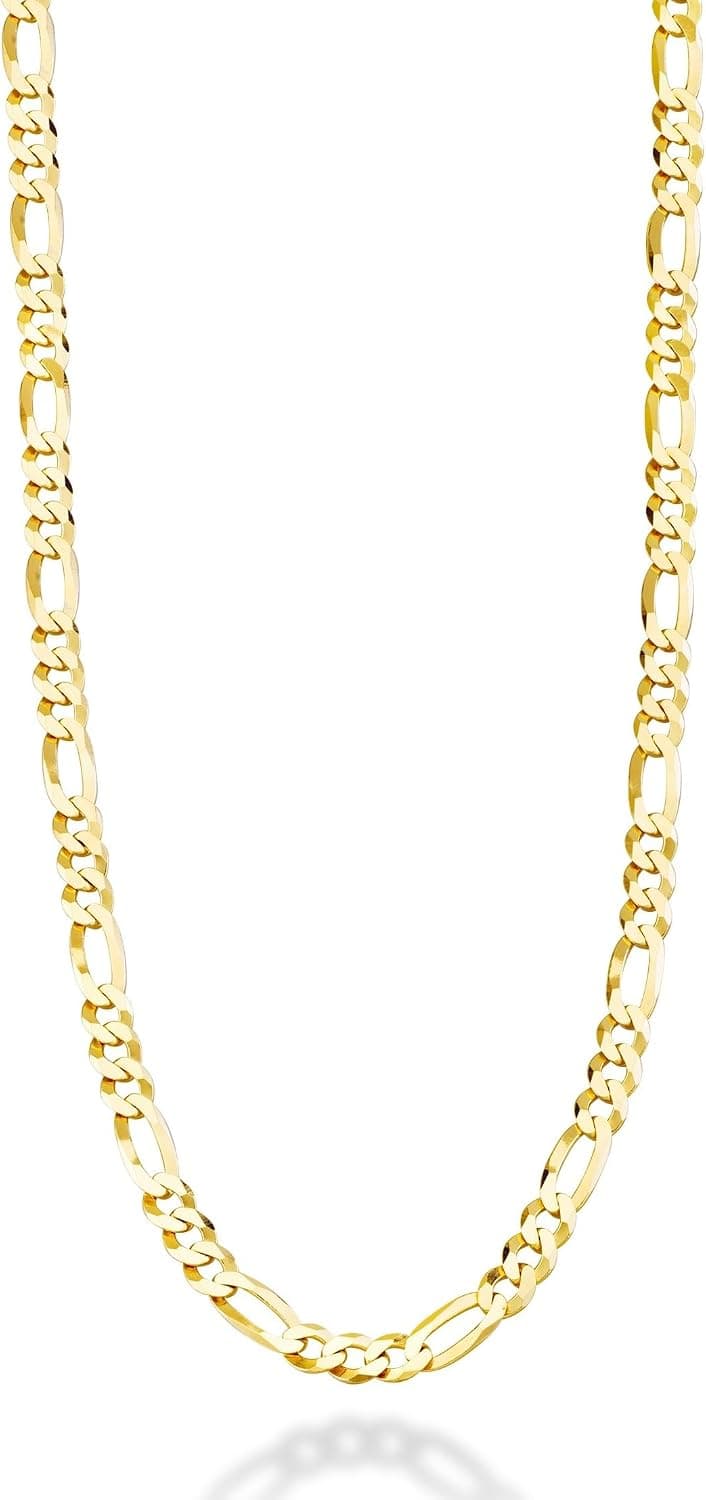Miabella Collar de cadena de eslabones Figaro de plata de ley 925 italiana de 5 mm para mujeres y hombres, 925 fabricado en Italia | Joyería Fina Italiana, Collar de Cadena de Eslabones, Hecho en Italia