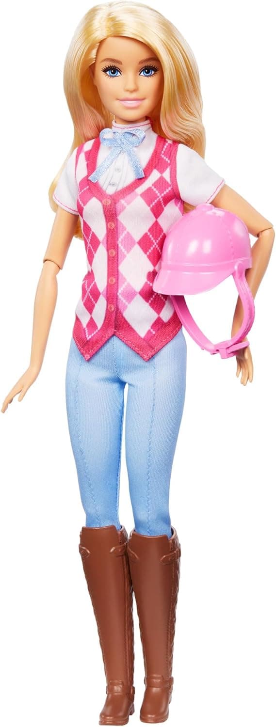Muñeca Barbie "Malibu" y accesorios de Mysteries: The Great Horse Chase, incluye muñeca de moda, traje de equitación extraíble y casco