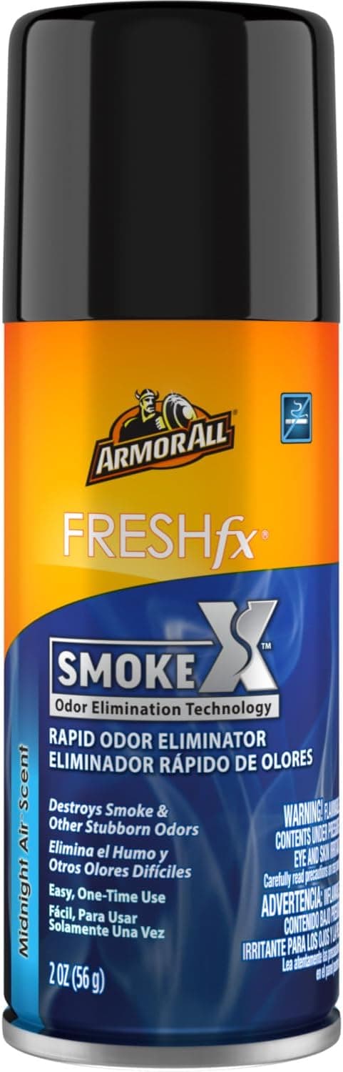Armor All FRESH fx SmokeX, eliminador rápido de olores, aire de medianoche, 2 oz | Elimina olores a humo, ambientadores para automóviles, ambientadores, interiores y rejillas de ventilación de automóviles