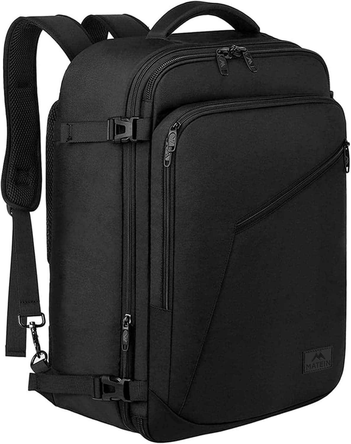 MATEIN Mochila de viaje negra para hombre, mochila de mano expandible para mujer | Mochila De Negocios Expandible, 27L, Ligera, Mochila De Senderismo Impermeable para Mochila Deportiva Al Aire Libre, Antirrobo