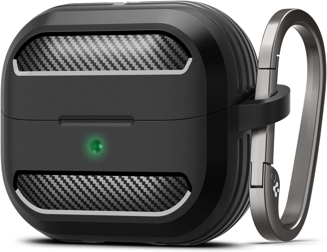 Spigen Rugged Armor Designed for Galaxy Buds3, Buds3 Pro & 3 FE (2025/2024) | TPU & PC Dual Layer, Drop Protection, Included Carabiner - Matte Black