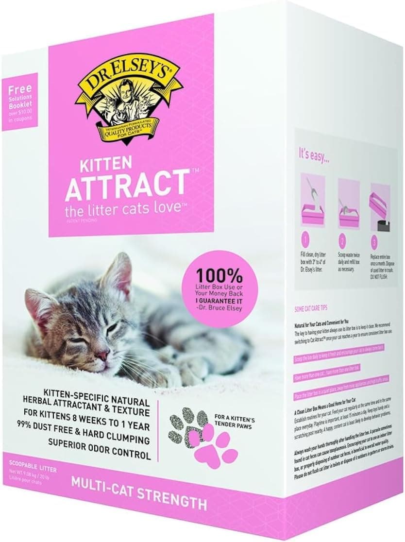 Dr. Elsey's Precious Cat Kitten Attract Kitten Training Litter, Kitten Attract Litter 20 lb Bo, 20 lb