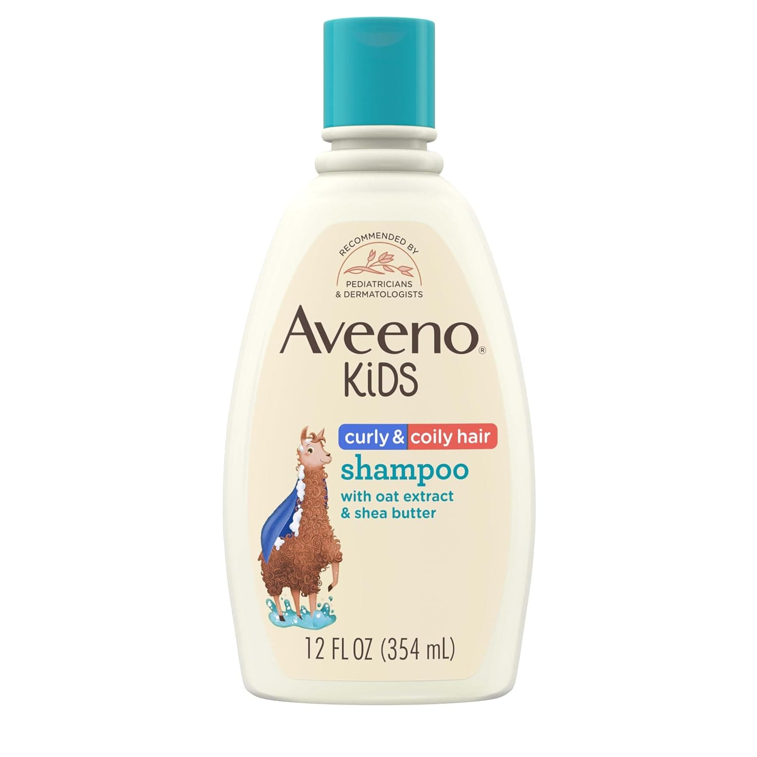 Aveeno Champú para cabello rizado y enrollado para niños, champú hidratante para cabello tipo 3 y 4, productos para cabello rizado para niños adecuados para cuero cabelludo sensible con extracto de avena y manteca de karité, sin parabenos, 12 fl. onz