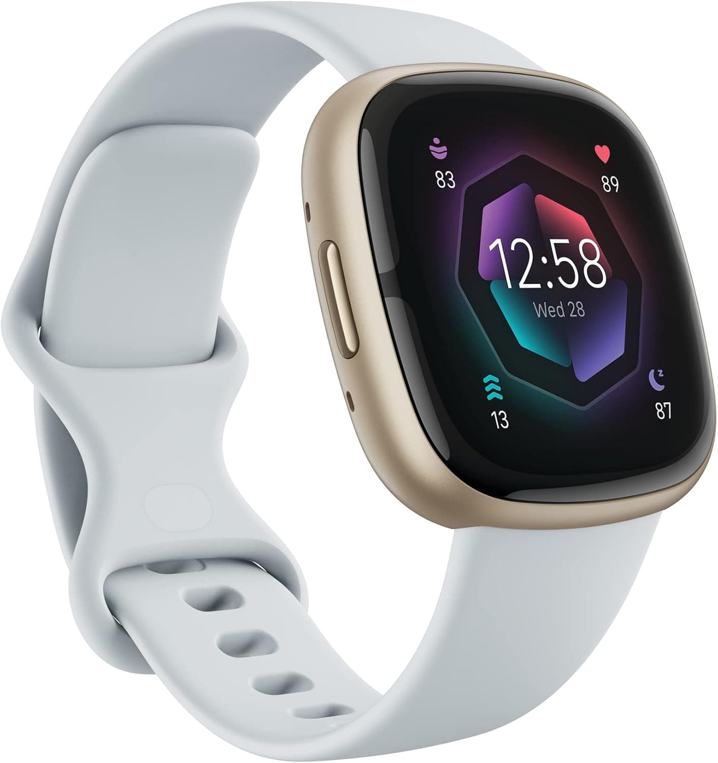 Reloj inteligente avanzado de salud y fitness Fitbit Sense 2 - Azul niebla/oro pálido | con herramientas para el estrés y el sueño - Membresía premium de Google Health de 3 meses incluida - Aplicación de ECG, SpO2, frecuencia cardíaca 24 horas al día, 7 días a la semana y GPS