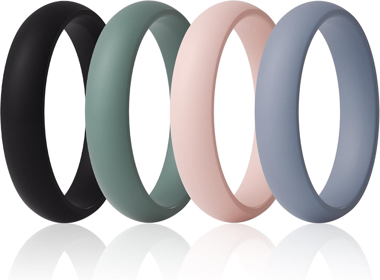 ThunderFit Juego de anillos de novia de silicona para mujer, alianzas de boda de 5,5 mm de ancho | Bandas de goma de 2 mm de grosor, paquete variado de 1 a 12, ajuste cómodo, en varios colores, silicona flexible para uso diario