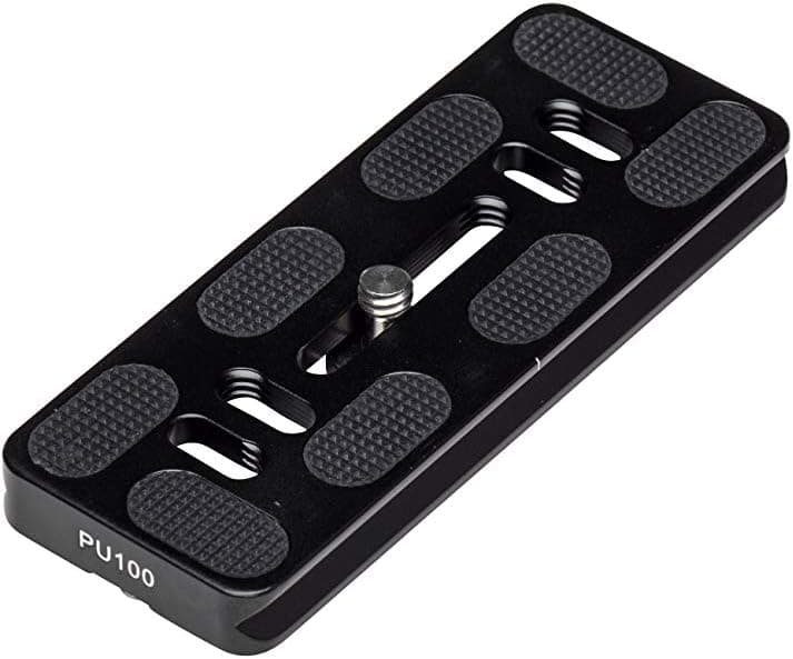 Placa de liberación rápida universal estilo Induro Arca-Swiss, soporte de aluminio de 100 × 38 mm con rosca de cámara ¼-20 - Compatible con abrazaderas tipo Induro GHB2, Benro y Arca (PU100)